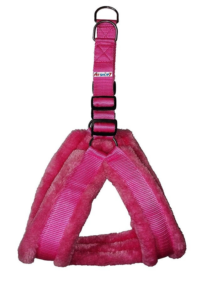 Skora Nylon Fur 0.75 Inch Small Dog Harness - Pink (Chest Size - 25-28)